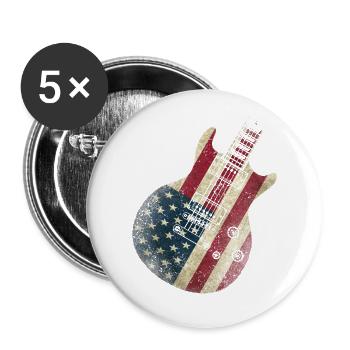 USA Flag Guitar - Buttons large 2.2''/56 mm (5-pack) - white - Front