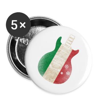 Italien Flagge Gitarre - Buttons groß 56 mm (5er Pack) - Weiß - Vorne