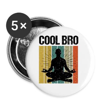 Sprüche Yoga Mann Cool Bro Bruder - Buttons groß 56 mm (5er Pack) - Weiß - Vorne