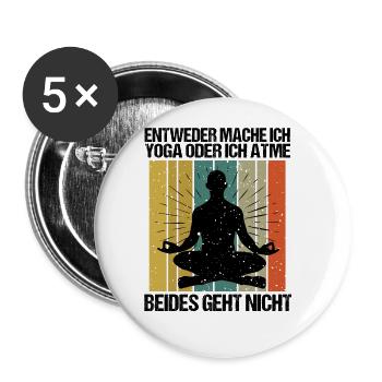 Sprüche Yoga Mann oder atmen Geht nicht - Buttons groß 56 mm (5er Pack) - Weiß - Vorne
