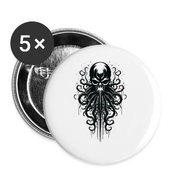 Skull Octopus Squid Animal Tattoo Gothpunk - Buttons large 2.2''/56 mm (5-pack) - white - Front
