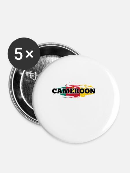 Kamerun - Buttons groß 56 mm (5er Pack) - Weiß