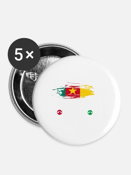 Kamerun - Buttons groß 56 mm (5er Pack) - Weiß