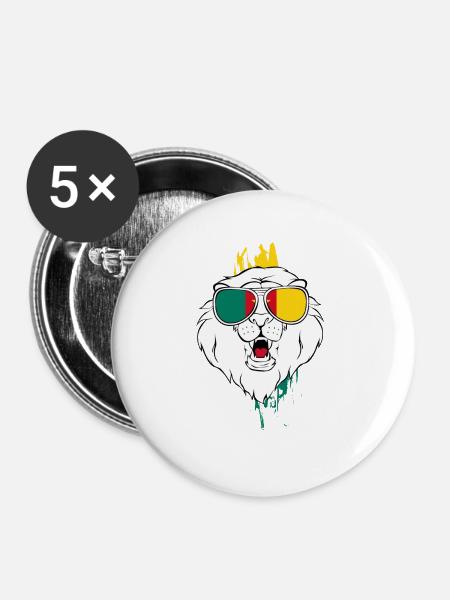 Kamerun - Buttons groß 56 mm (5er Pack) - Weiß