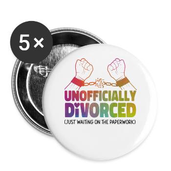 Happy Divorce Party officieusement - Lot de 5 grands badges (56 mm) - blanc - Devant