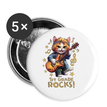 Back-to-school school enrollment cat kitten - Buttons large 2.2''/56 mm (5-pack) - white - Front