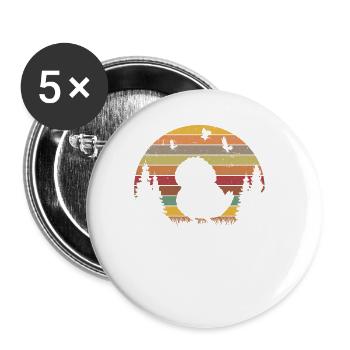 Kakapo Retro Night Parrot Vintage - Buttons large 2.2''/56 mm (5-pack) - white - Front