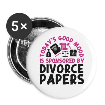 Happy Divorce Party Today's Good - Buttons groß 56 mm (5er Pack) - Weiß - Vorne