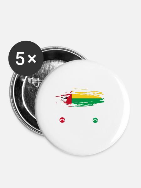 Guinea Bissau - Buttons groß 56 mm (5er Pack) - Weiß