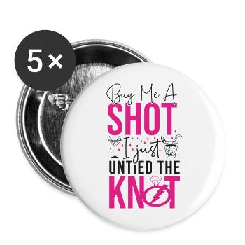 Happy Divorce Party Get Me A Shot - Lot de 5 grands badges (56 mm) - blanc - Devant
