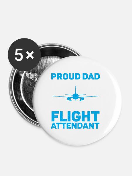 Flugbegleiter Papa Stewardess Flugbegleiter - Buttons groß 56 mm (5er Pack) - Weiß