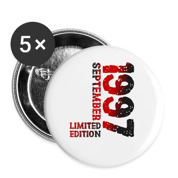 1997 September Limited Edition 26. Geburtstag Deko - Buttons groß 56 mm (5er Pack) - Weiß - Vorne