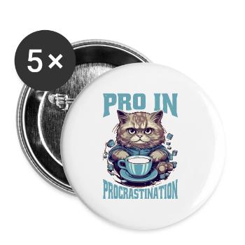 Je mets le pro dans la procrastination 28 - Lot de 5 grands badges (56 mm) - blanc - Devant