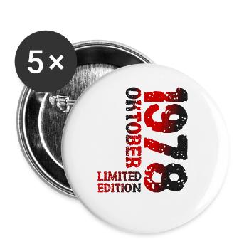 1978 Oktober Limited Edition 45. Geburtstag Deko - Buttons groß 56 mm (5er Pack) - Weiß - Vorne