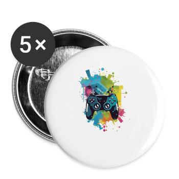 Abstrakter Gaming Controller mit vielen Farben - Buttons groß 56 mm (5er Pack) - Weiß - Vorne