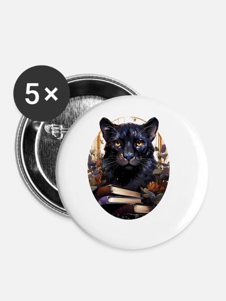 Panther - Buttons groß 56 mm (5er Pack) - Weiß