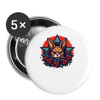 Tattoo stars roses and a bunny - Buttons large 2.2''/56 mm (5-pack) - white - Front