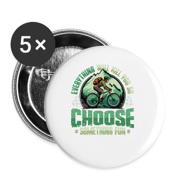 Course de descente, VTT, BMX - Lot de 5 grands badges (56 mm) - blanc - Devant