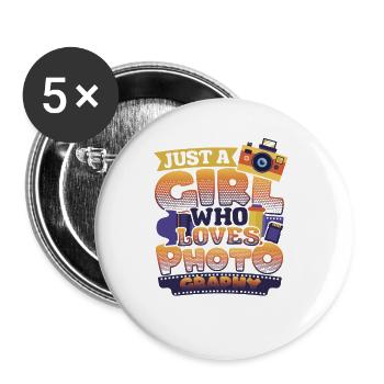 Just a girl who loves photography - Buttons large 2.2''/56 mm (5-pack) - white - Front