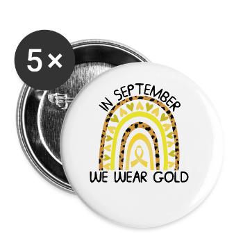 Im September tragen wir goldene Krebs von KindernK - Buttons groß 56 mm (5er Pack) - Weiß - Vorne