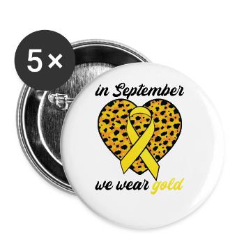Im September tragen wir goldene Krebs von KindernH - Buttons groß 56 mm (5er Pack) - Weiß - Vorne