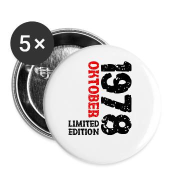1978 Oktober Limited Edition 45. Geburtstag Deko - Buttons groß 56 mm (5er Pack) - Weiß - Vorne