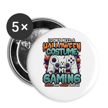 Spooky gaming skills for Halloween - Buttons large 2.2''/56 mm (5-pack) - white - Front