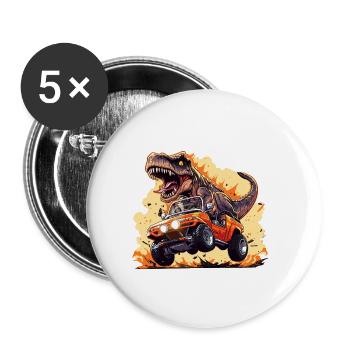 T-Rex Drives Monster Truck I'm 3rd Birthday - Buttons large 2.2''/56 mm (5-pack) - white - Front