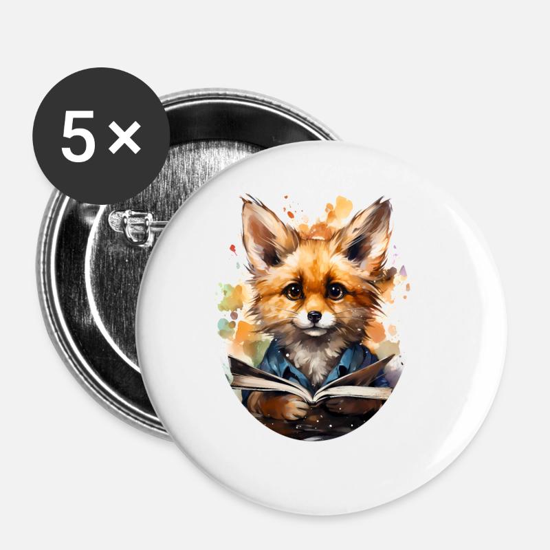 Fuchs - Buttons groß 56 mm (5er Pack) - Weiß