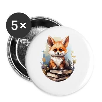 Fuchs - Buttons groß 56 mm (5er Pack) - Weiß - Vorne