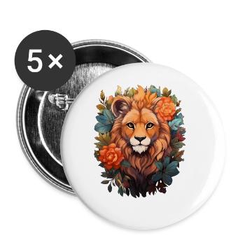 Lion - Buttons large 2.2''/56 mm (5-pack) - white - Front