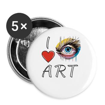 I LOVE ART EYE - Buttons large 2.2''/56 mm (5-pack) - white - Front