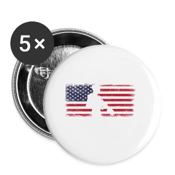 Stolzer amerikanischer Opa Mein Lieblingskrieger ruft M - Buttons groß 56 mm (5er Pack) - Weiß - Vorne