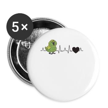 Kakapo Heartbeat Night Parrot - Buttons large 2.2''/56 mm (5-pack) - white - Front