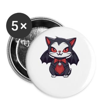 Halloween Black Cat as Vampire - Buttons large 2.2''/56 mm (5-pack) - white - Front