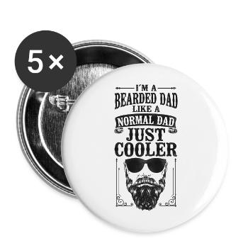 Amoureux de la barbe Homme barbu Papa Je suis un - Lot de 5 grands badges (56 mm) - blanc - Devant