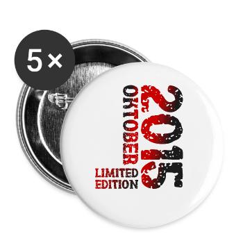 2015 Oktober Limited Edition 8. Geburtstag Deko - Buttons groß 56 mm (5er Pack) - Weiß - Vorne
