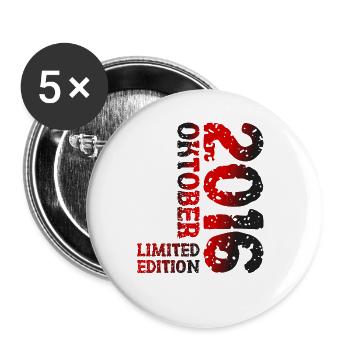 2016 Oktober Limited Edition 7. Geburtstag Deko - Buttons groß 56 mm (5er Pack) - Weiß - Vorne