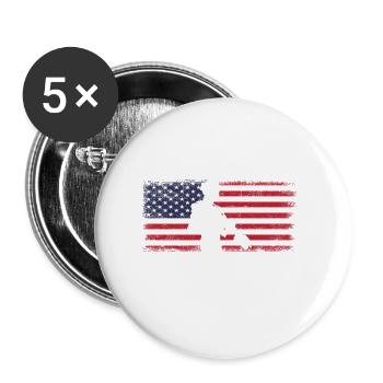 Stolzer amerikanischer Cousin - Buttons groß 56 mm (5er Pack) - Weiß - Vorne