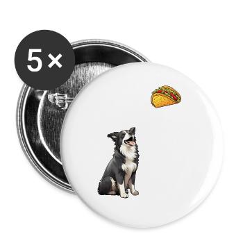 Border Collie Staring At Taco - Buttons large 2.2''/56 mm (5-pack) - white - Front