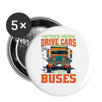 Other Men Drive Cars I Drive Buses - Buttons large 2.2''/56 mm (5-pack) - white - Front