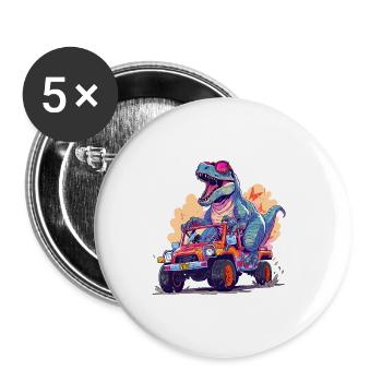T-Rex conduit un camion monstre J’ai 7e anniversaire - Lot de 5 grands badges (56 mm) - blanc - Devant