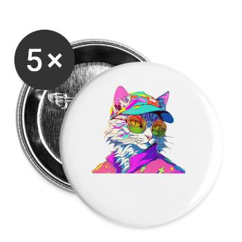 Fête à thème des années 80 Retour au costume des années 80 - Lot de 5 grands badges (56 mm) - blanc - Devant