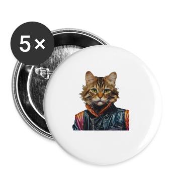 80er Motto Party Das ist mein 80er Kostüm - Buttons groß 56 mm (5er Pack) - Weiß - Vorne