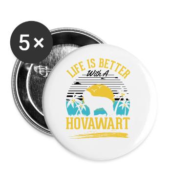 Life is better with Hovawarts - Buttons large 2.2''/56 mm (5-pack) - white - Front