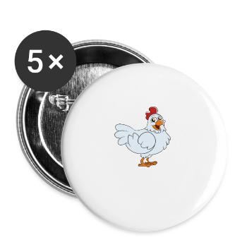 Lustiger Hühner Spruch Huhn - Buttons groß 56 mm (5er Pack) - Weiß - Vorne