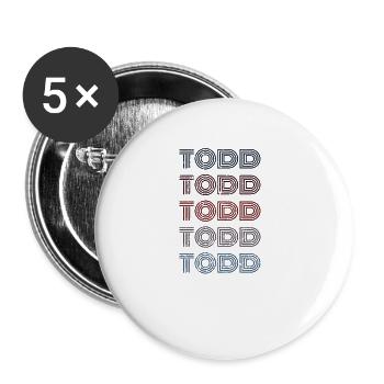 70s Retro Nom Vintage Personnalisé Todd - Lot de 5 grands badges (56 mm) - blanc - Devant