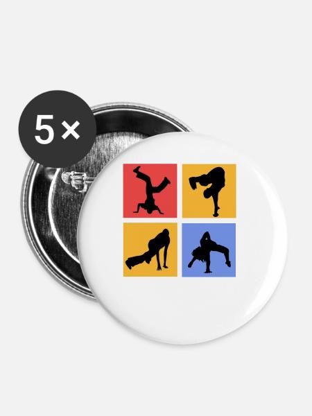 Breakdancing - Buttons groß 56 mm (5er Pack) - Weiß