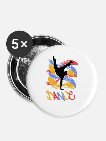 Breakdancing - Buttons groß 56 mm (5er Pack) - Weiß