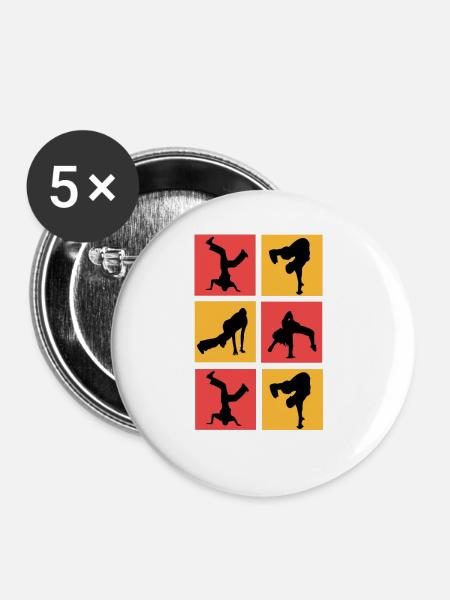 Breakdancing - Buttons groß 56 mm (5er Pack) - Weiß